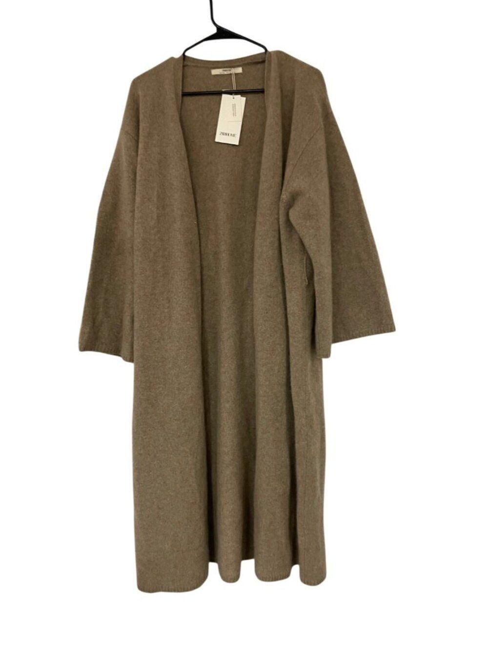 Zara Home Women Cashmere Robe S Brown Long Cardigan sweater 9118/434 No belt